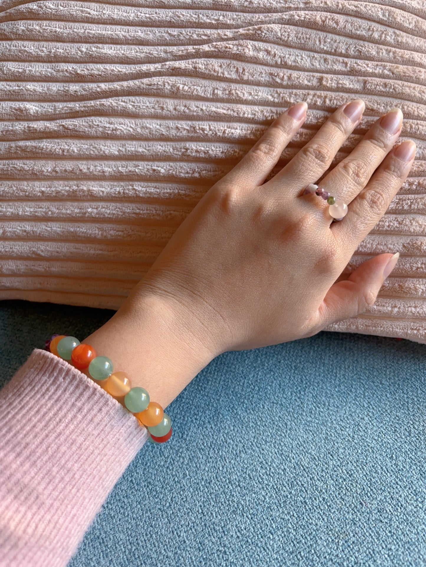 Green Aventurine & Red Agate Bracelet – Balance, Vitality & Positive Energy