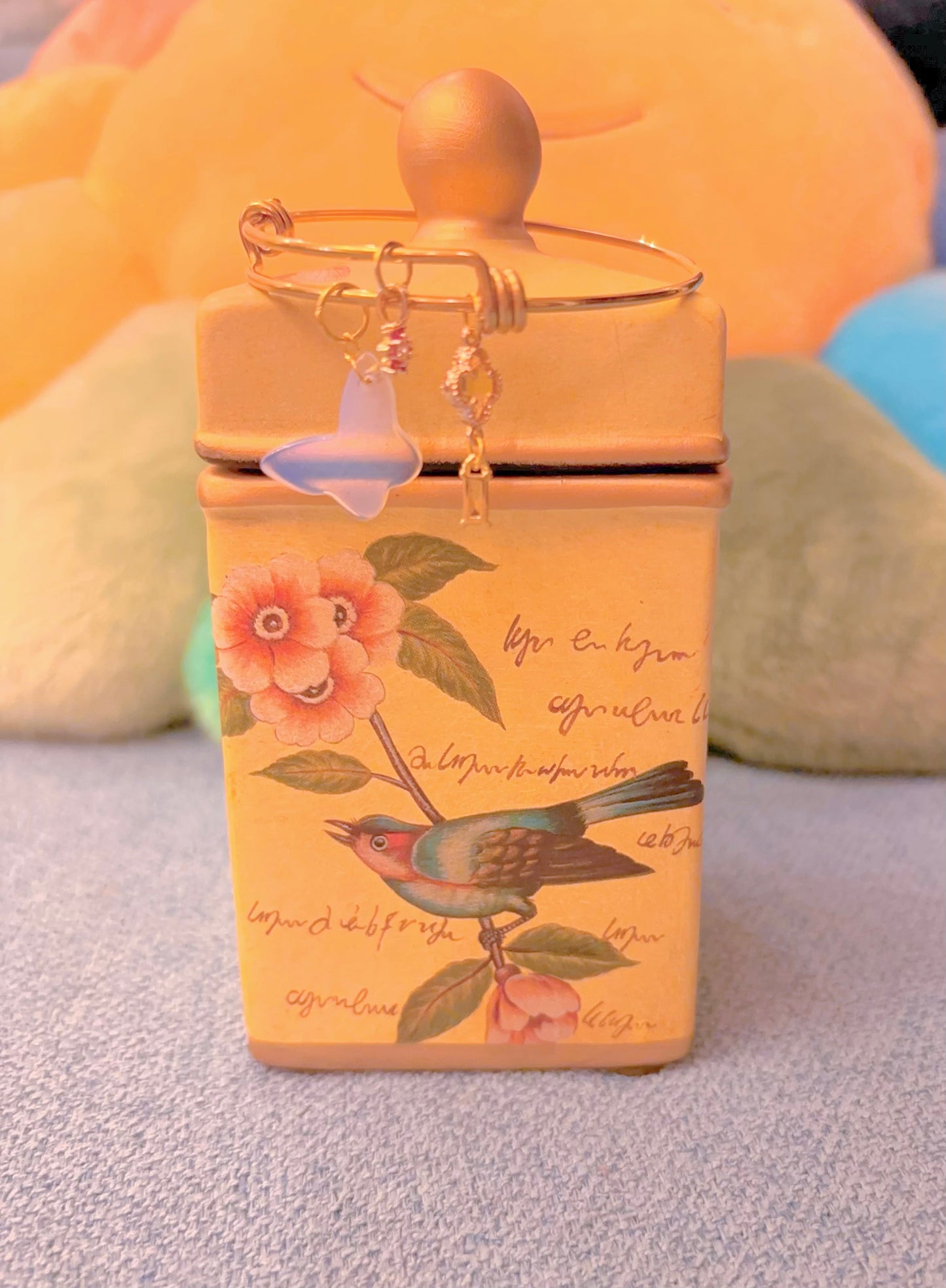 dreamy opalite bracelet soft feminine jewelry with gold charms