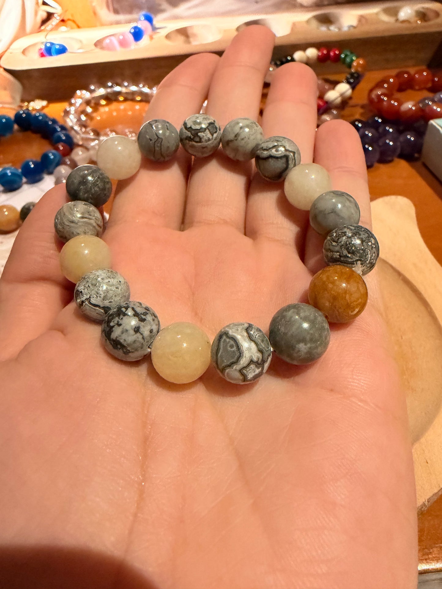 grounding crystal bracelet worn on hand natural stones 10mm beads