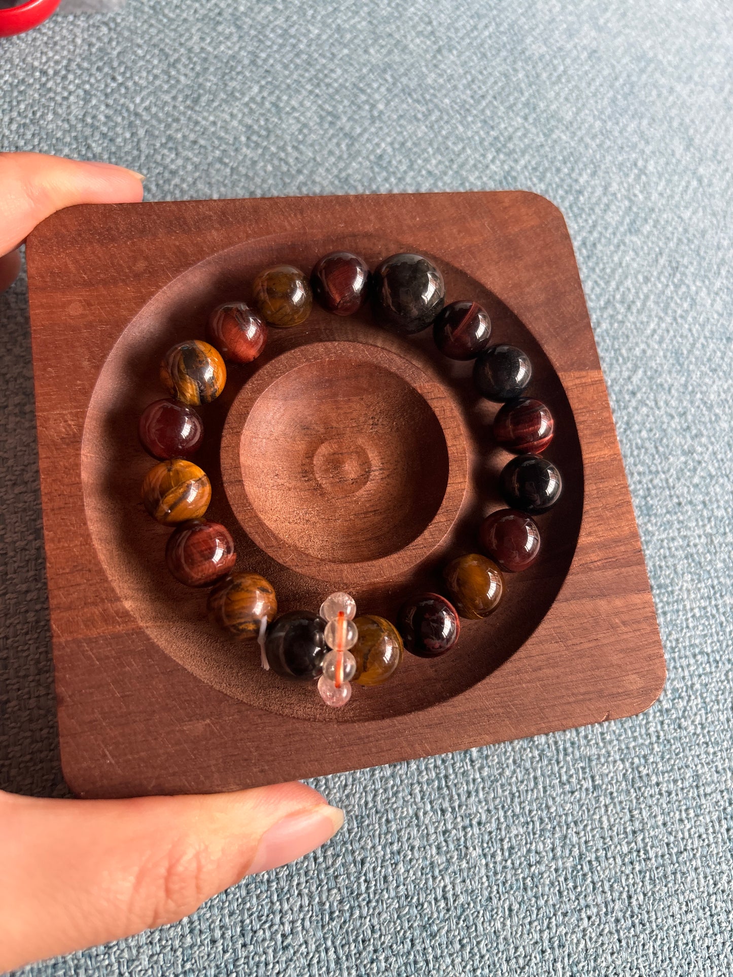 natural crystal bracelet tiger eye and jade in warm light calming grounding lifestyle jewelry