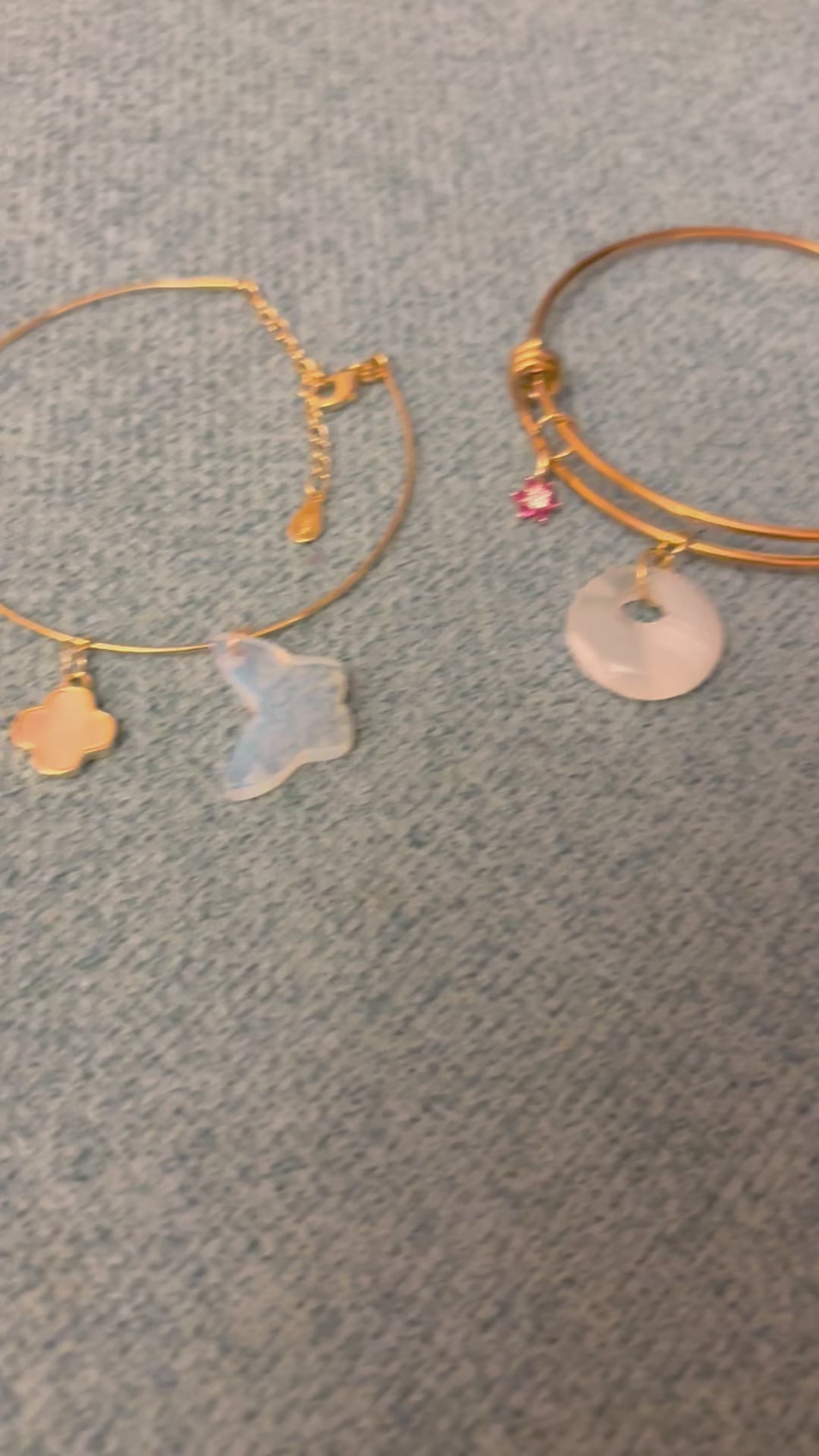 gold plated bangle bracelet aesthetic jewelry flat lay with two other deigns