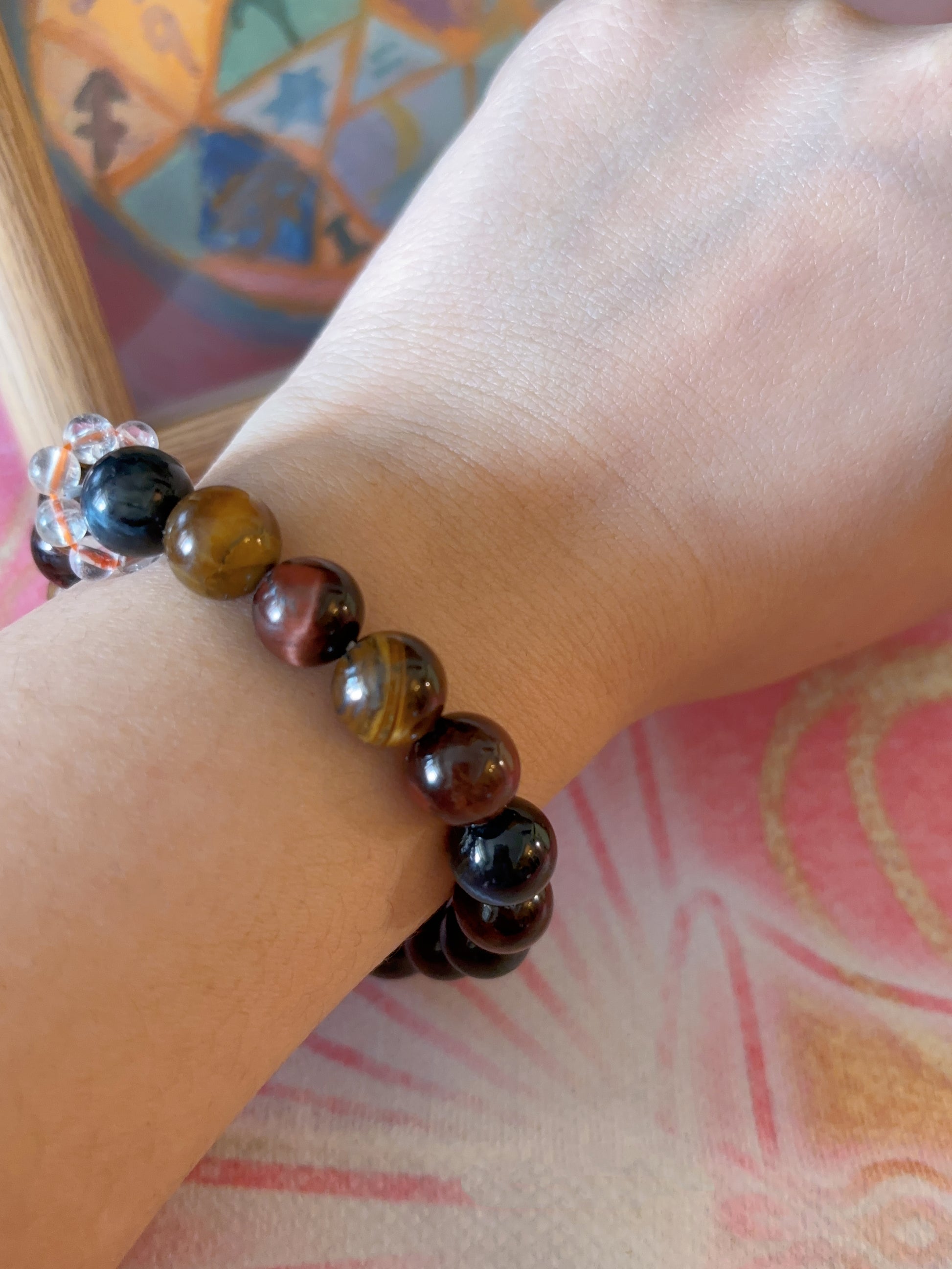 tiger eye bracelet styling shot protection bracelet with mixed tiger eye stones and jade beads